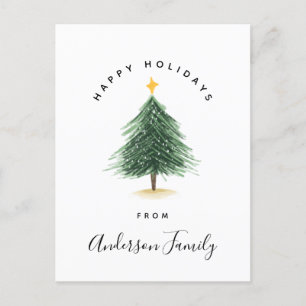 Weihnachtsbaum Wasserfarbe Happy Holidays Grüße Postkarte