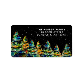 Weihnachtsbaum Wasserfarbe Künstlerische Urlaubsad Adressaufkleber