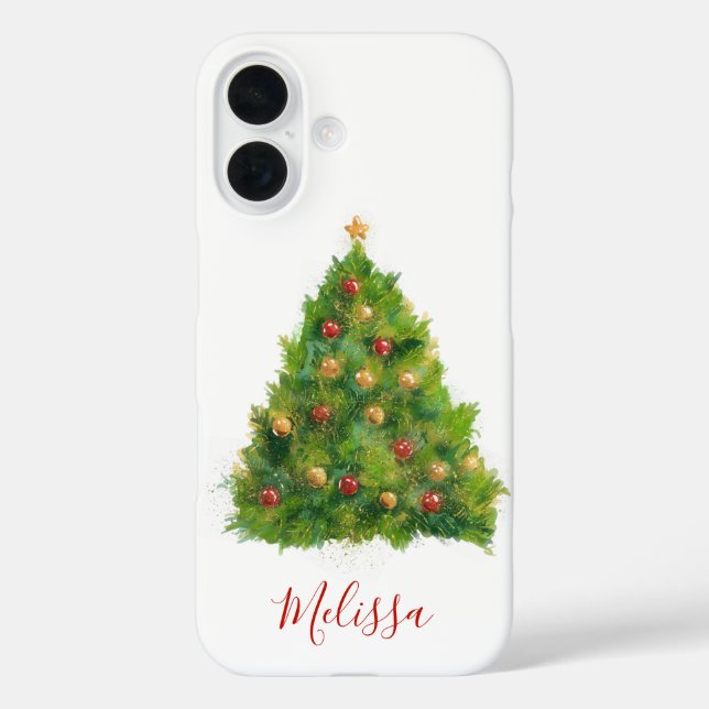Weihnachtsbaum Wasserfarbe Name Case-Mate iPhone Hülle (Rückseite)