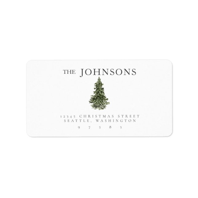 Weihnachtsbaum Wasserfarbe Rücksendeadresse Adressaufkleber (Vorne)