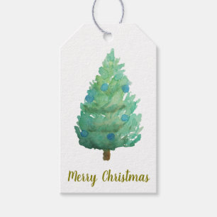 Weihnachtsbaum-Wasserfarben-Geschenkanhänger Geschenkanhänger