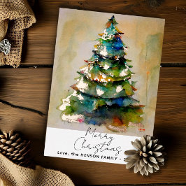 Weihnachtsbaum Wasserfarben Kunsterlebniskarte Folieneinladung