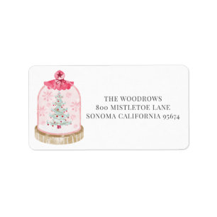 Weihnachtsbaum Wasserfarben Schneeglobe Adressaufkleber