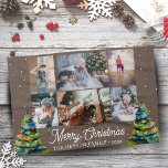 Weihnachtsbaum Wasserfarbenfamilie 6 FotoCollage Geschirrtuch<br><div class="desc">Weihnachtsbaum Wasserfarbe Familie 6 Foto Collage Küchentücher. Modernes Weihnachtsdesign mit einem Aquarellweihbaum,  6 Fotos,  Frohe Weihnachtswünsche,  Familienname und Jahr. Fügen Sie 6 beliebte Fotos hinzu und passen Sie den Text an. Liebliche Weihnachtsweih oder Geschenk für Ihre Familie und Freunde.</div>