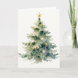 Weihnachtsbaum-Wasserfarbenmalerei Pastell Feiertagskarte
