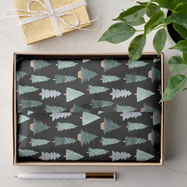 Weihnachtsbaum-Wasserfarbmuster-Seidenpapier Seidenpapier (Geschenk)