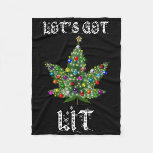 Weihnachtsbaum Weed Leaf Pot Thc Geschenk T-Shirt Fleecedecke
