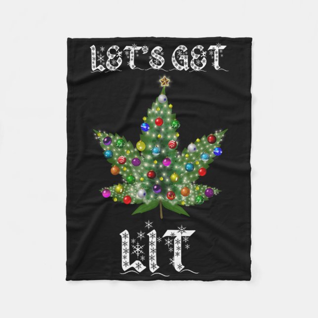 Weihnachtsbaum Weed Leaf Pot Thc Geschenk T-Shirt Fleecedecke (Vorderseite)