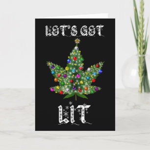 Weihnachtsbaum Weed Leaf Pot Thc Geschenk T-Shirt Karte