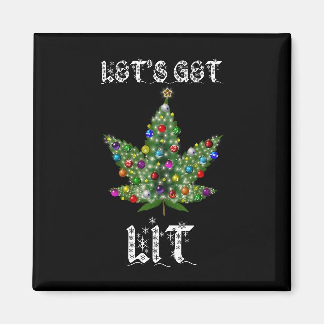 Weihnachtsbaum Weed Leaf Pot Thc Geschenk T-Shirt Magnet (Vorne)