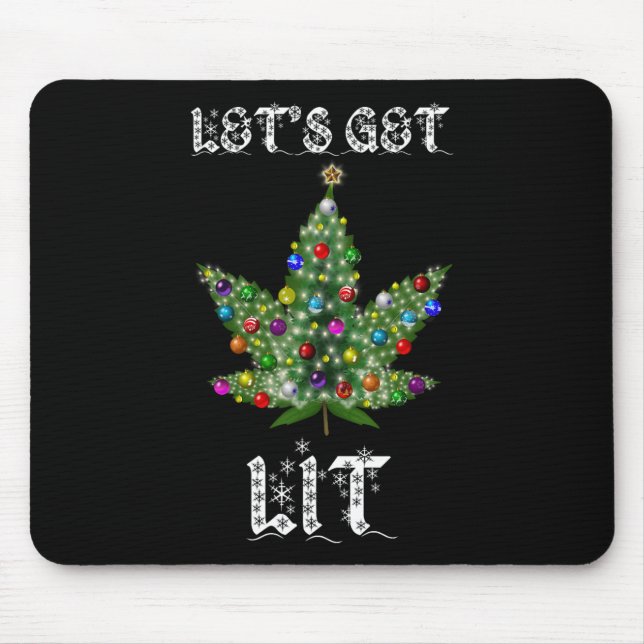 Weihnachtsbaum Weed Leaf Pot Thc Geschenk T-Shirt Mousepad (Vorne)