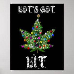 Weihnachtsbaum Weed Leaf Pot Thc Geschenk T-Shirt Poster