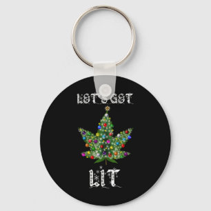 Weihnachtsbaum Weed Leaf Pot Thc Geschenk T-Shirt Schlüsselanhänger