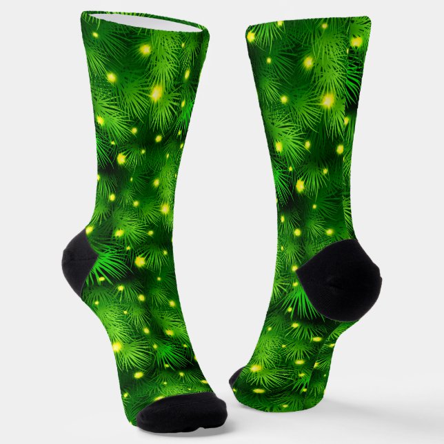 Weihnachtsbaum Weihnachten Lichter Grün Spaß festl Socken (Gewinkelt)