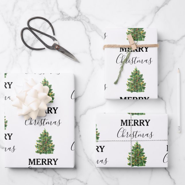Weihnachtsbaum Weihnachten Weihnachten Weihnachten Geschenkpapier Set (Vorderseite)