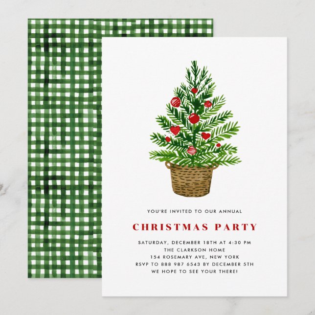 Weihnachtsbaum Weihnachtsbaum Party Einladung (Vorne/Hinten)