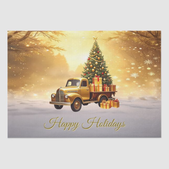 Weihnachtsbaum-Weihnachtsbaum-Tissue (Gold Truck) Seidenpapier (Vorderseite)