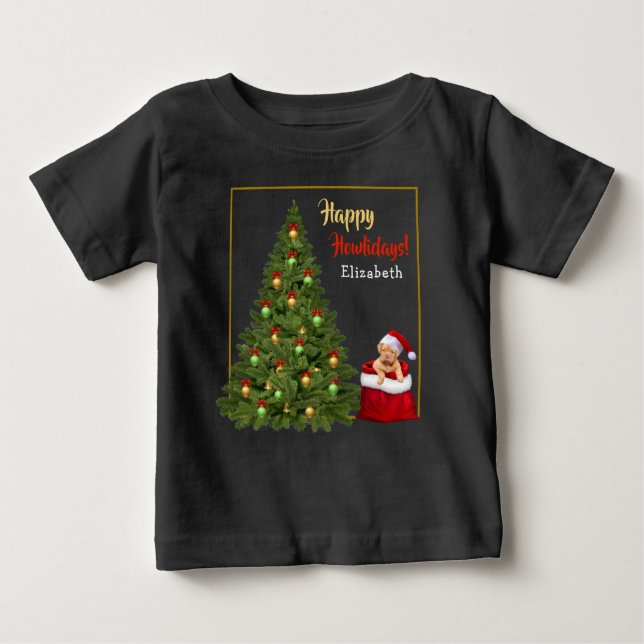 Weihnachtsbaum Weihnachtsfeiertag Persönlich gesta Baby T-shirt (Vorderseite)
