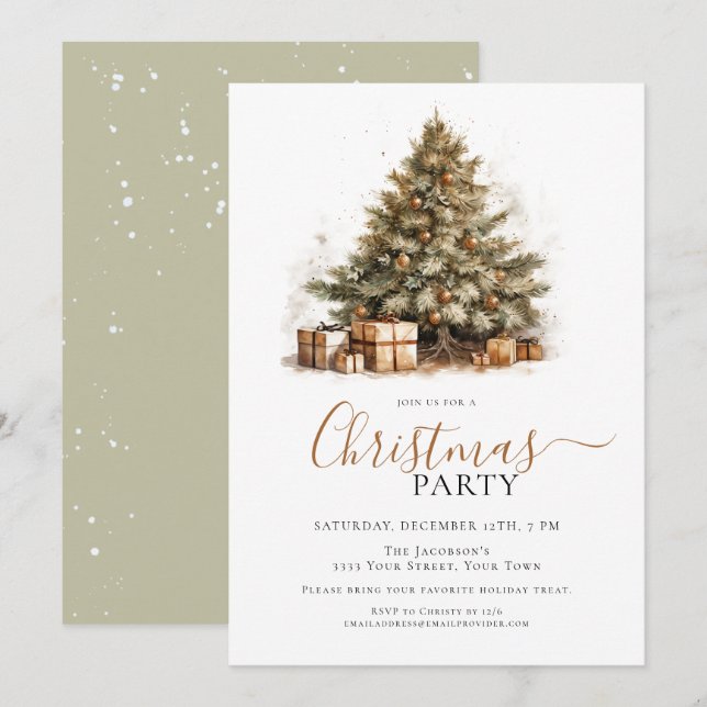 Weihnachtsbaum Weihnachtsfest Party Einladung (Vorne/Hinten)