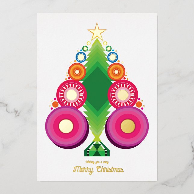 Weihnachtsbaum Weihnachtsfoil Gold Card Folien Feiertagskarte (Vorderseite)