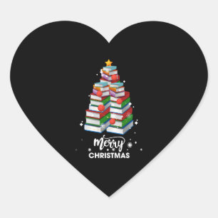 Weihnachtsbaum Weihnachtsgeschenk für Bücher Liebh Herz-Aufkleber
