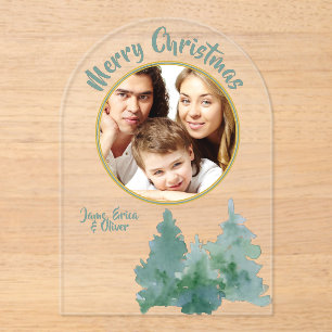 Weihnachtsbaum-Weihnachtskarte Grüne Wasserfarbe F Acryleinladungen