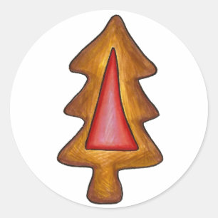 Weihnachtsbaum-Weihnachtskeks aus Rotverkettetem G Runder Aufkleber