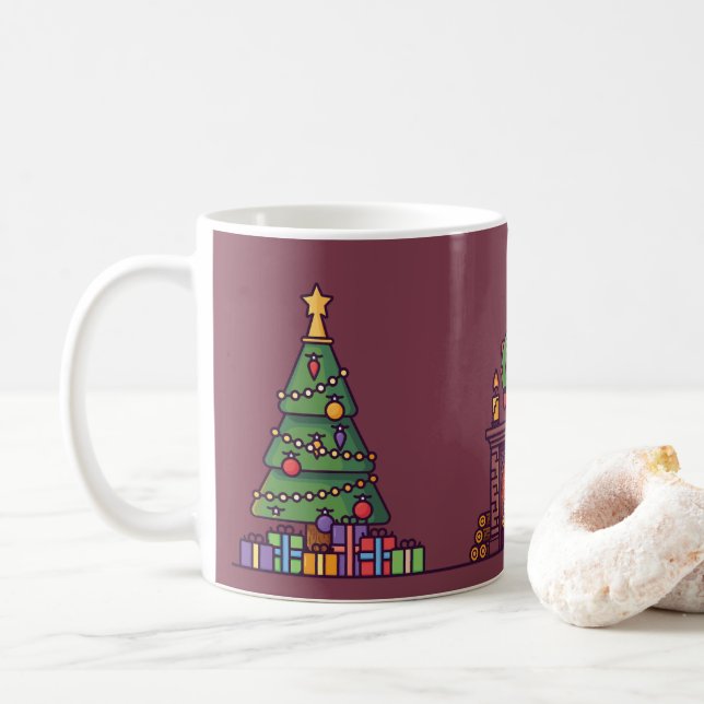 Weihnachtsbaum Weihnachtsmann Weihnachtsmann Kaffeetasse (Mit Donut)