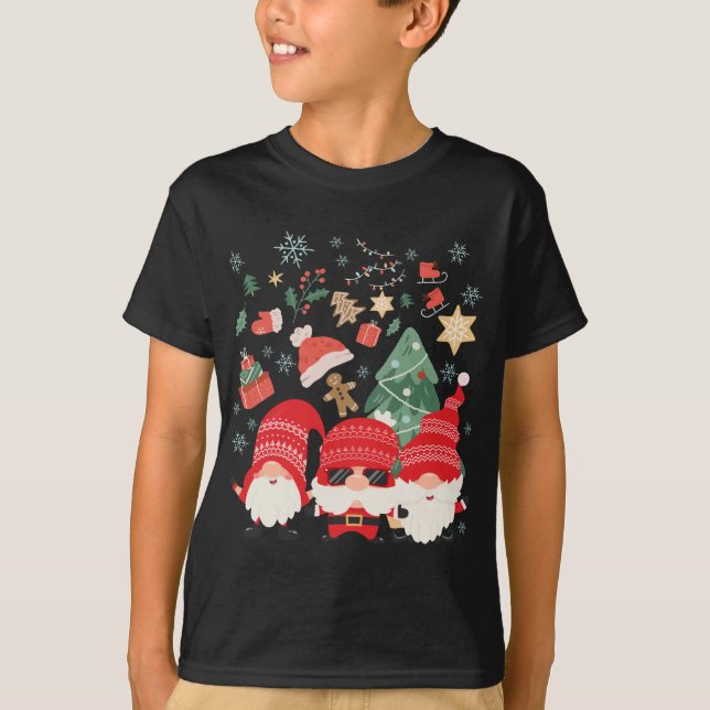 Weihnachtsbaum Weihnachtsmannmütze Funny Gnomes We T-Shirt (Vorderseite)