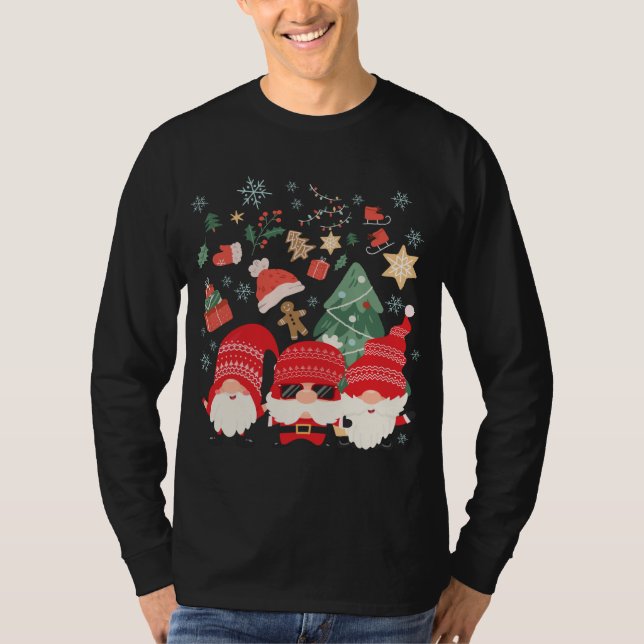 Weihnachtsbaum Weihnachtsmannmütze Funny Gnomes We T-Shirt (Vorderseite)