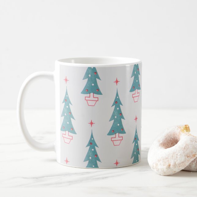 Weihnachtsbaum Weihnachtsmuster Kaffeetasse (Mit Donut)