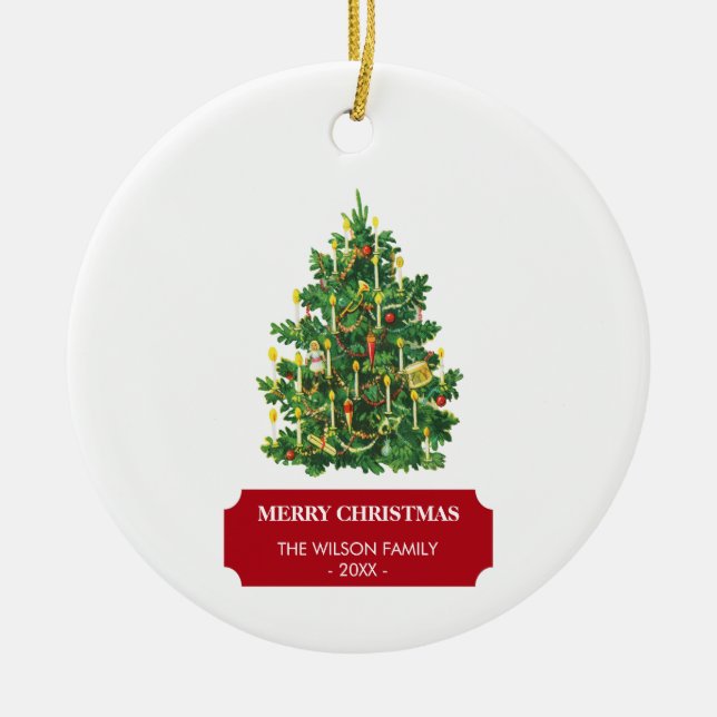 Weihnachtsbaum Weihnachtszeit Familienname Jahr Keramik Ornament (Vorne)