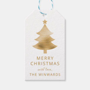 Weihnachtsbaum Weiß & Goldfolie Geschenkanhänger