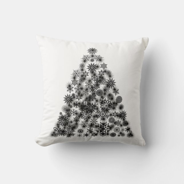 Weihnachtsbaum Weiße schwarze Sparkle Kissen (Vorderseite)