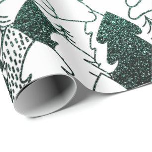 Weihnachtsbaum Weißwald Extravaganter Glitzer Grün Geschenkpapier