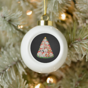 Weihnachtsbaum-Welpen Xmas-Welpe Hund Mama Papa Keramik Kugel-Ornament