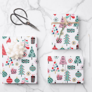 Weihnachtsbaum   Whimsisches Urlaubsmuster Geschenkpapier Set