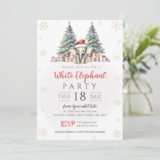 Weihnachtsbaum White Elephant Geschenktausch-Einla Einladung
