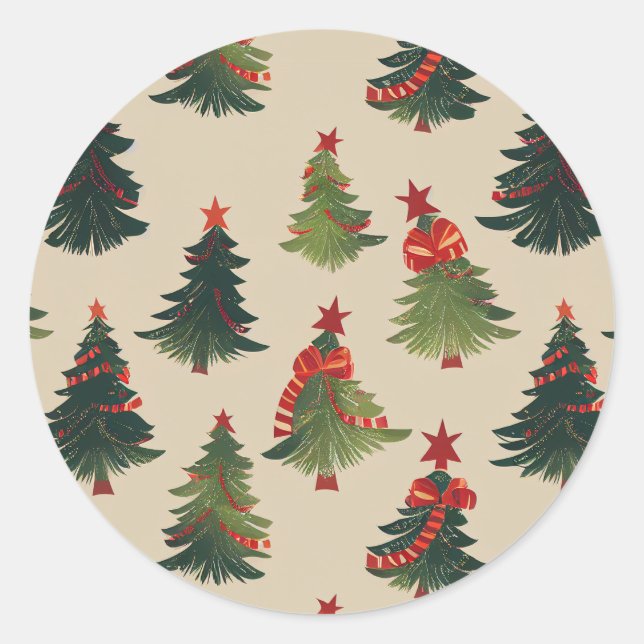 Weihnachtsbaum Wiederholung Muster Runder Aufkleber (Vorderseite)