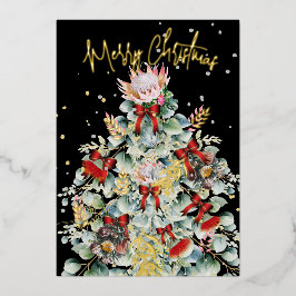 Weihnachtsbaum Wildblume Elegante Gruß Folien Feiertagskarte