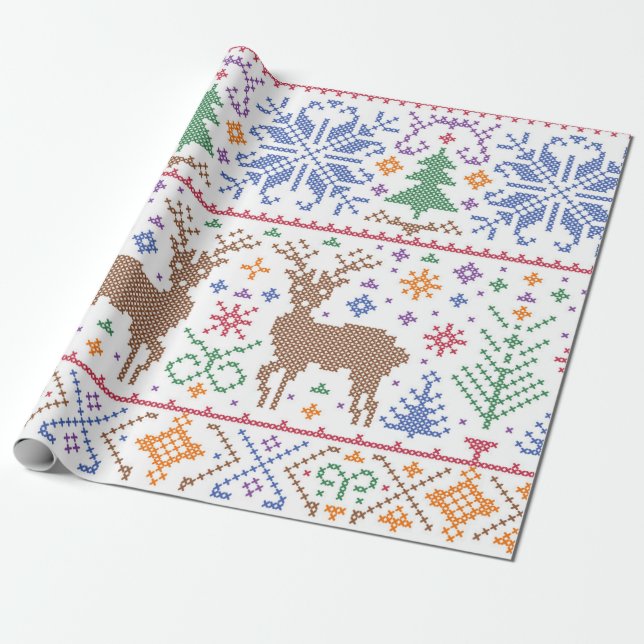 Weihnachtsbaum Winter Abstrakt Geschenkpapier (Ungerollt)