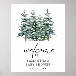 Weihnachtsbaum Winter Baby Dusche Aquarell Poster