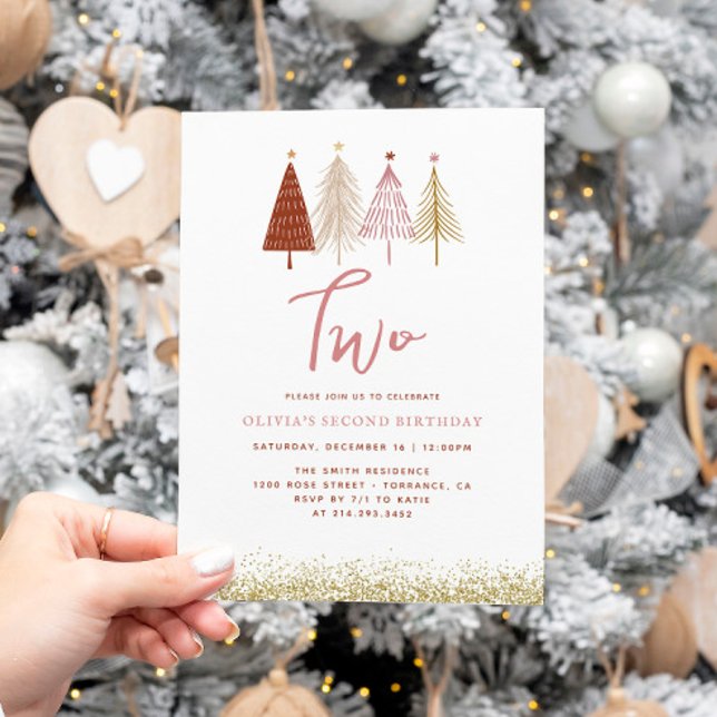 Weihnachtsbaum Winter Girl 2. Geburtstag Einladung (Von Creator hochgeladen)