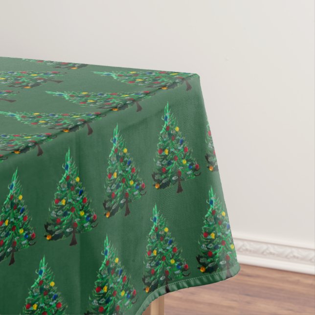 Weihnachtsbaum Winter Minimal Wasserfarbe Elegante Tischdecke (Beispiel)