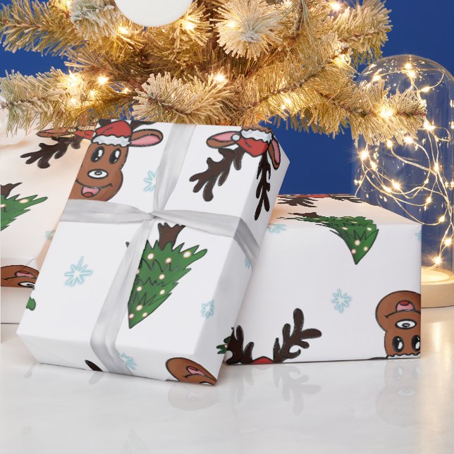 Weihnachtsbaum Winter Raindeer Weihnachtsmannmütze Geschenkpapier (Feiertage)