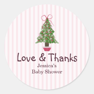Weihnachtsbaum Winter Rosa Süße Babyparty Runder Aufkleber