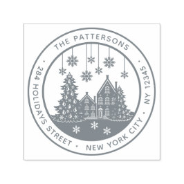 Weihnachtsbaum Winter Zuhause Persönliche Rücksend Permastempel