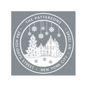 Weihnachtsbaum Winter Zuhause Persönliche Rücksend Permastempel