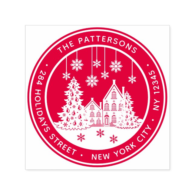 Weihnachtsbaum Winter Zuhause Persönliche Rücksend Permastempel (Design)