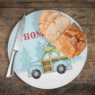 Weihnachtsbaum Winterschneefall Auto Schneidebrett